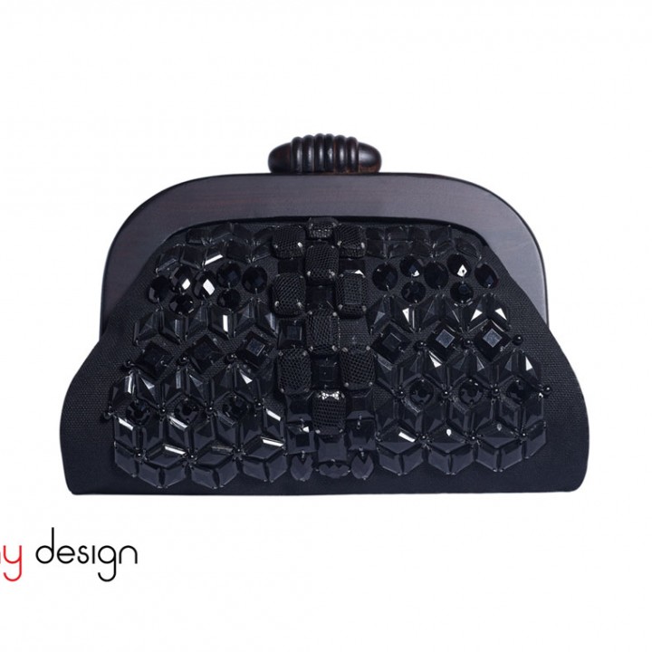 Noir Beaded Evening Clutch